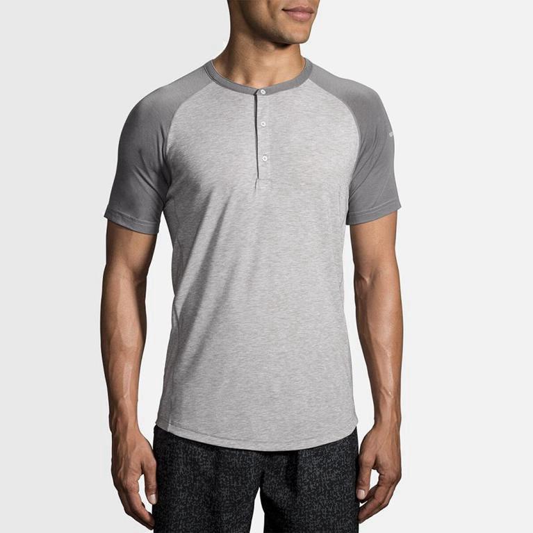 Brooks Cadence Israel - Men's Short Sleeve Running Shirt - Grey (81497-WDAN)